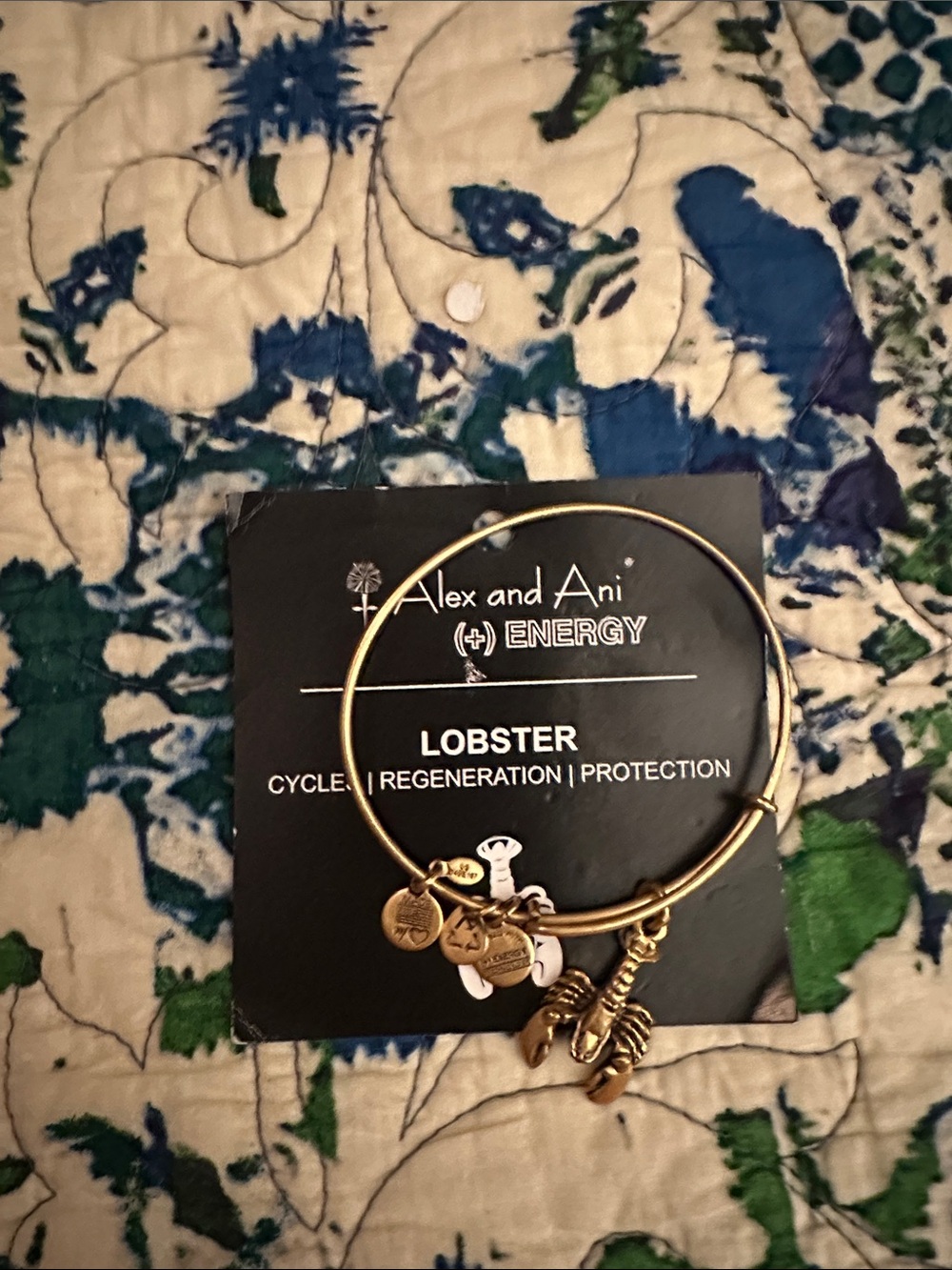 Alex and Ani Gold Lobster Charm Expandable Bangle
